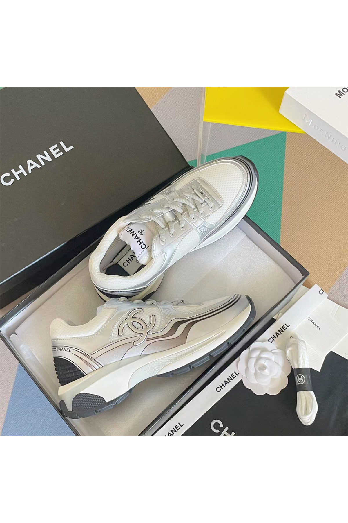Chanel, Women's Sneaker, Silver - Afbeelding 7