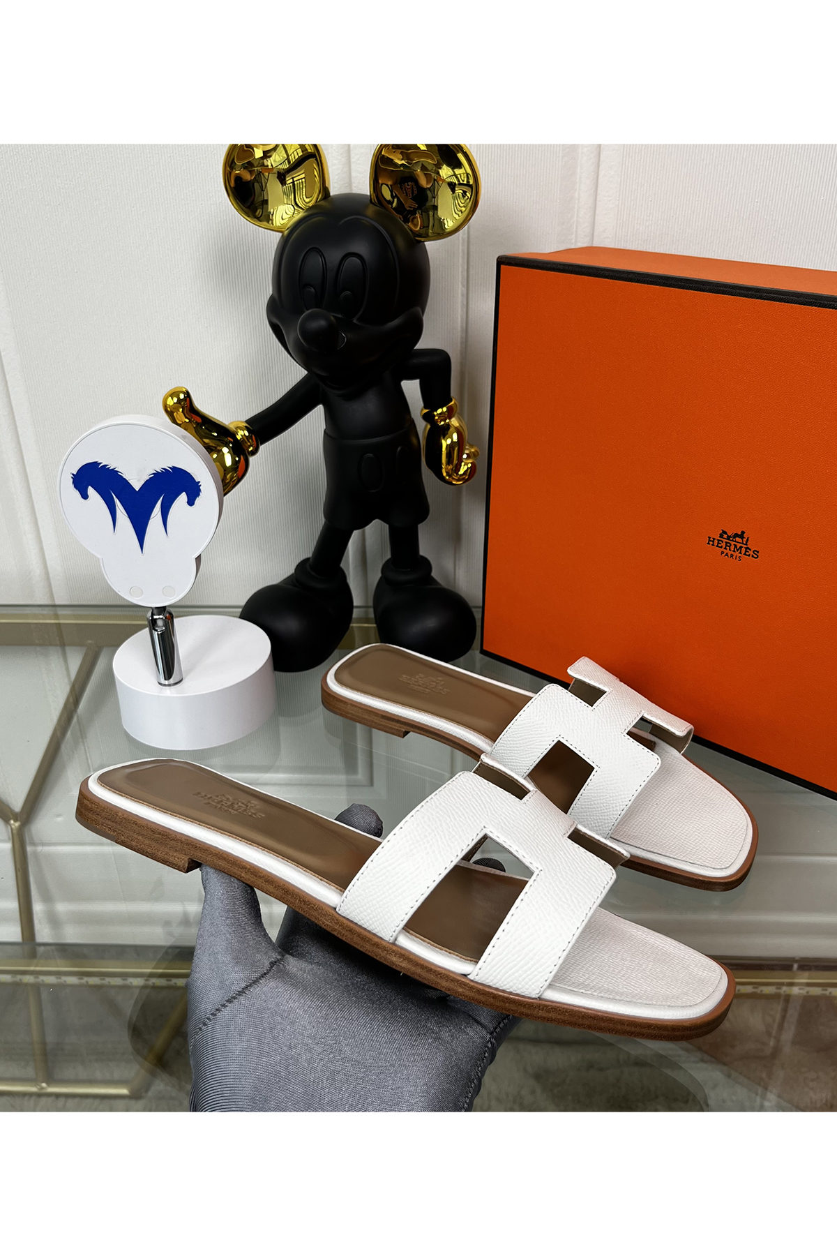 Hermes, Women's Slipper, White - Afbeelding 4