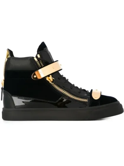Giuseppe Zanotti Zip detail hi-top velvet sneakers