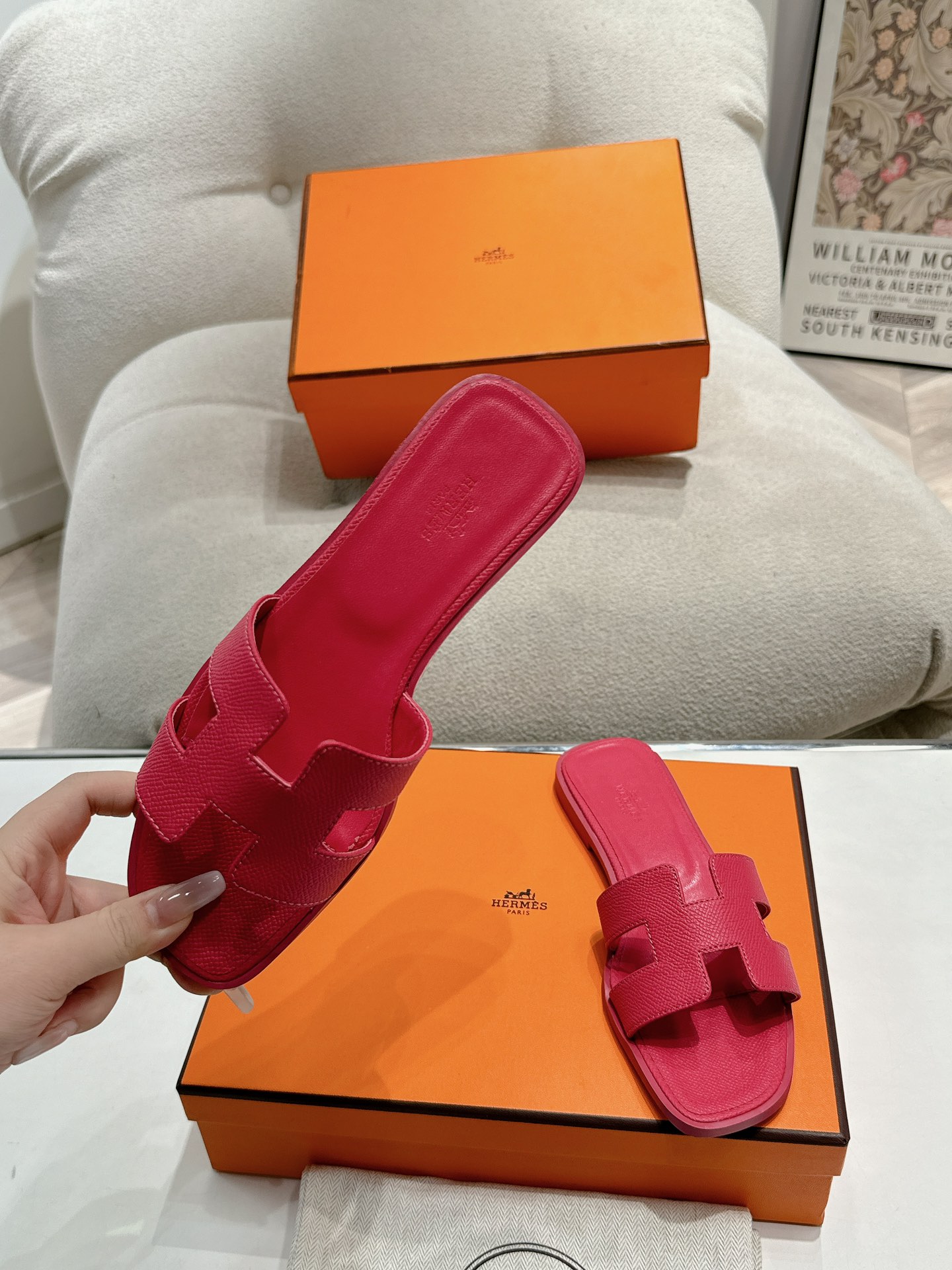 Hermes, Women's Slipper, Red - Afbeelding 6
