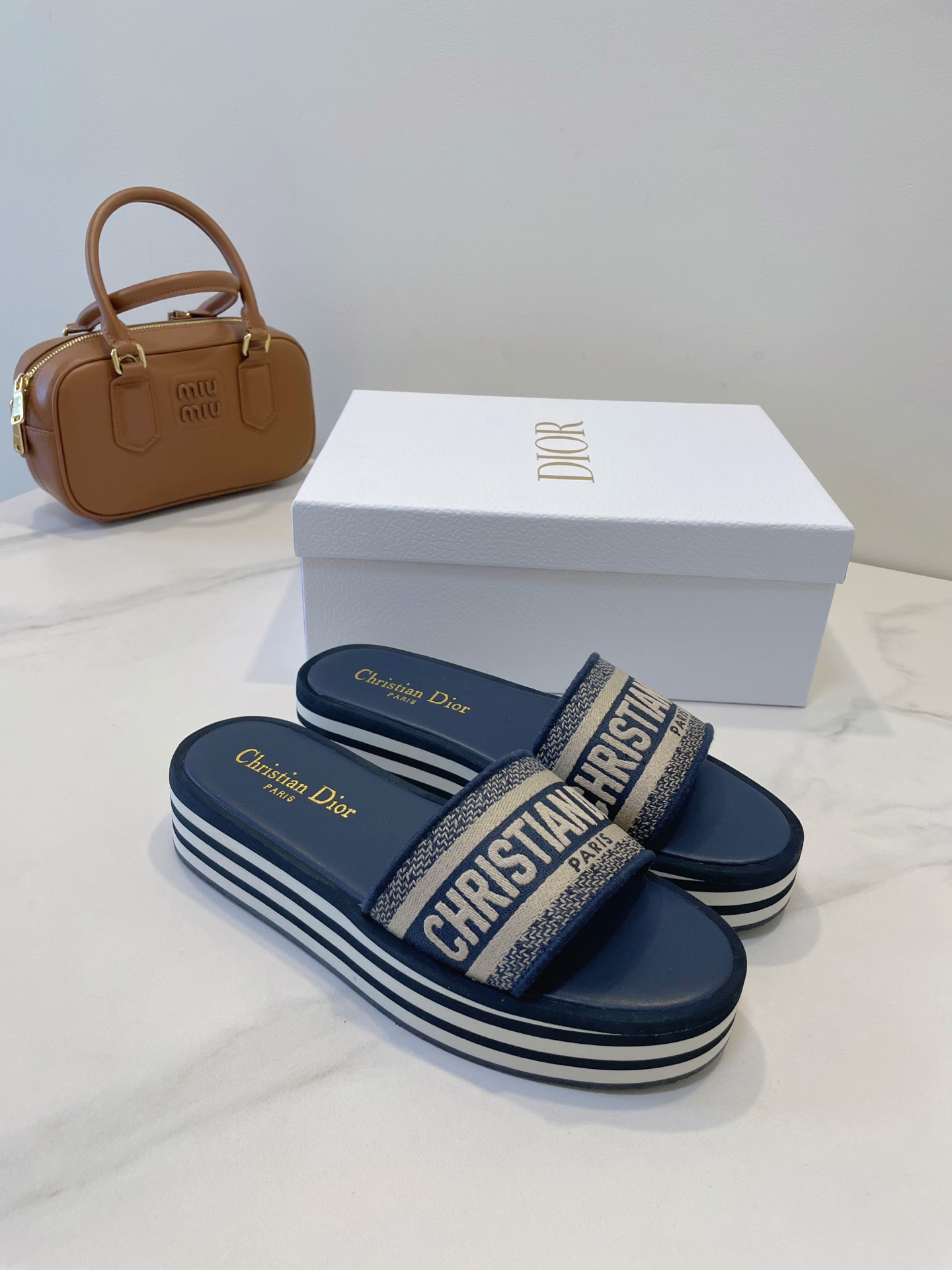 Christian Dior, Women's Slipper, Navy - Afbeelding 7