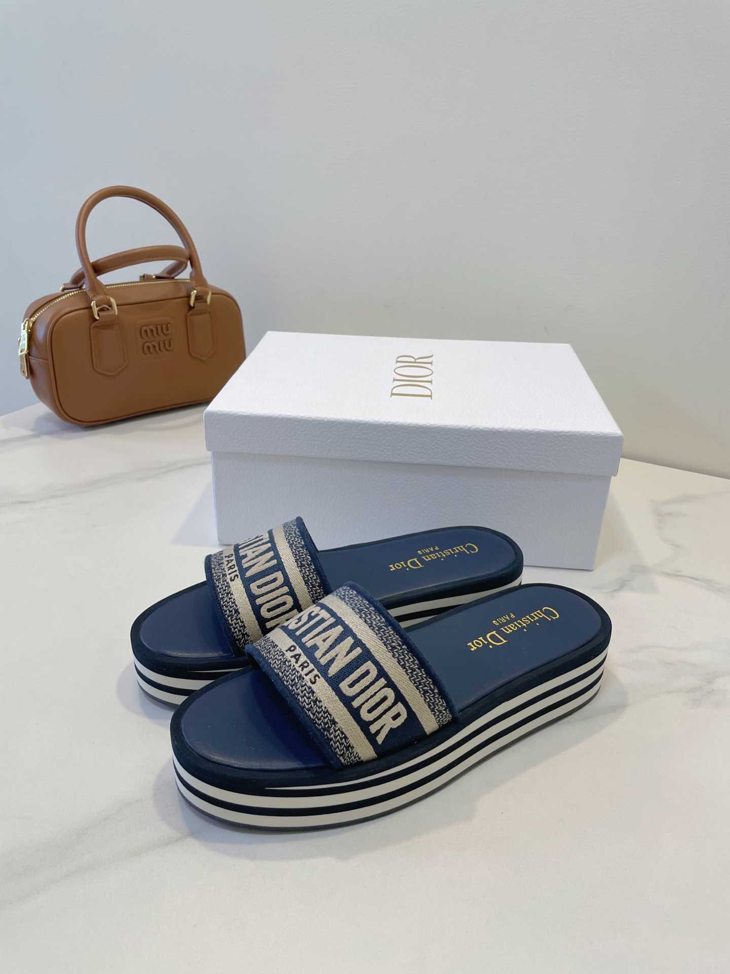 Christian Dior, Women's Slipper, Navy - Afbeelding 8