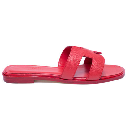 Hermes, Women's Oran Slipper, Dark Red