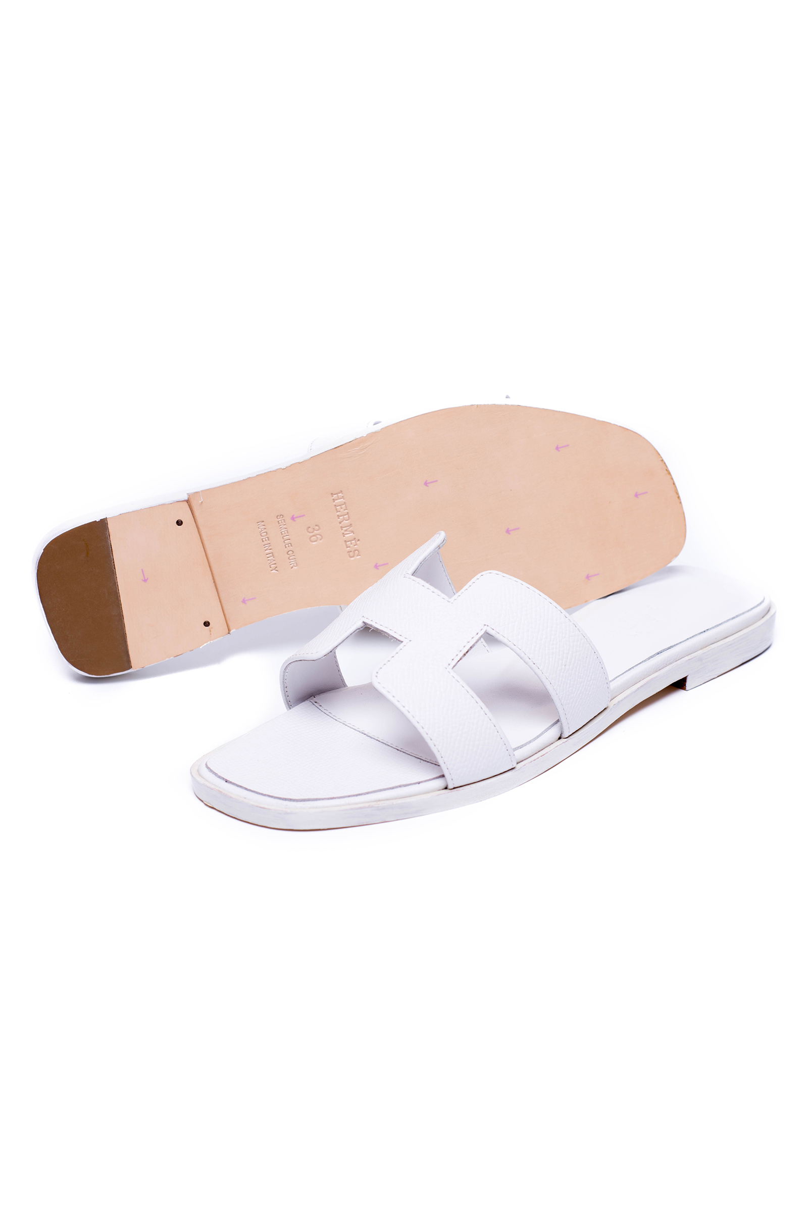 Hermes, Women's Oran Slipper, White - Afbeelding 2