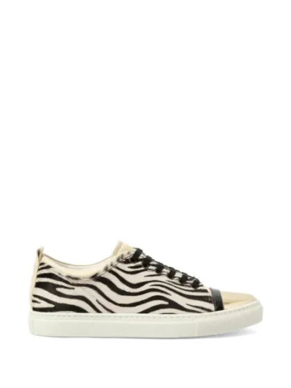 Lanvin Zebra-print metallic-toe sneakers